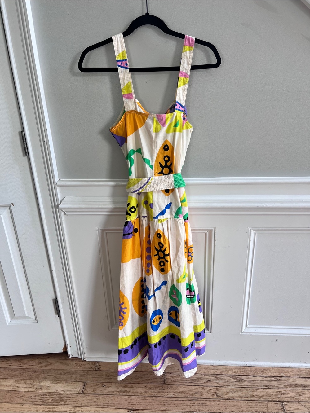 Zara Cream Multicolor Abstract Midi Dress - Picture 6 of 8